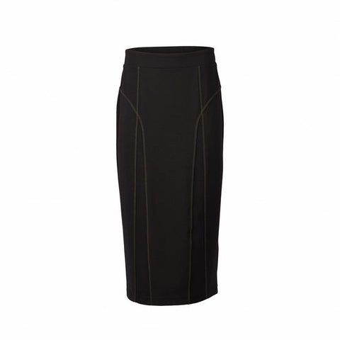 Vassalli - Skirt with Khaki Contrast Trim - Black/Khaki