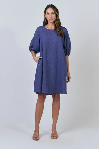 Naturals by O&J - Linen A Linen Dress-Blueberry