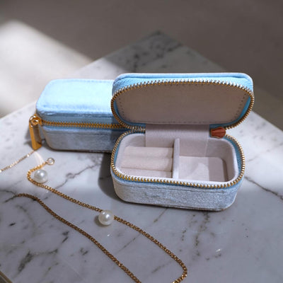 Portable Velvet Travel Jewelry Case - Blue - Mini