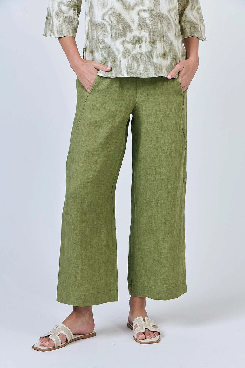 Naturals by O&J - Wide Leg Linen Pant-Moss