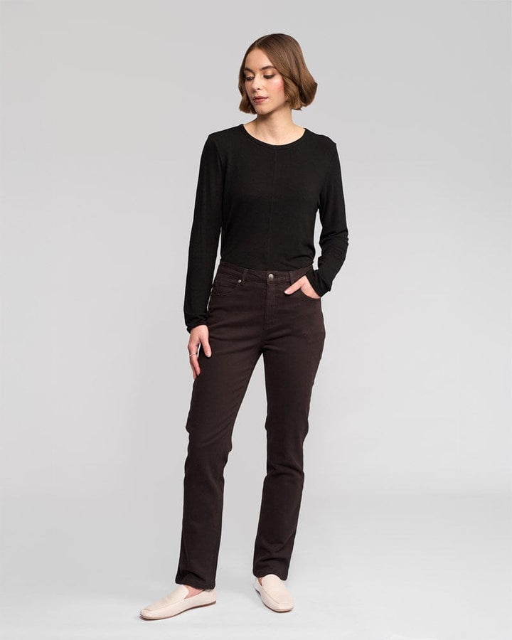 Vassalli - Column Slim Leg Knit Pant - Chocolate