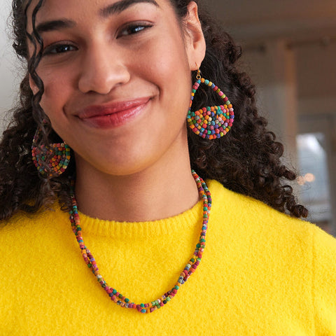 WorldFinds - Kantha Milieu Filled Teardrop Earrings