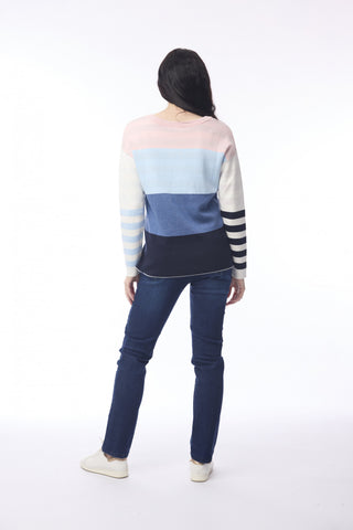Orientique - Reversible Knit Cotton Jumper - Denim Block