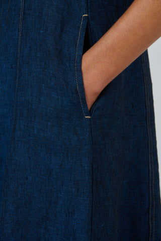 Naturals by O&J - Linen Button Through Midi Dress - Eclipse