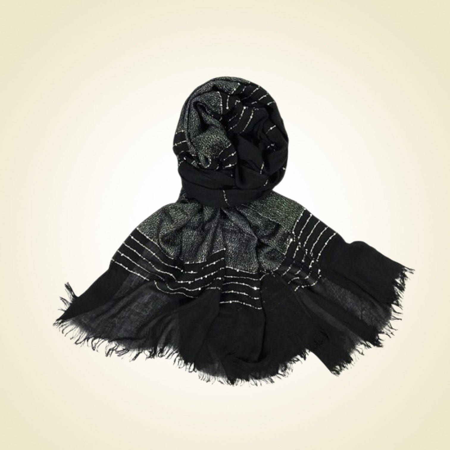 AUTN - Silver Lurex & Sequin Scarf - Black