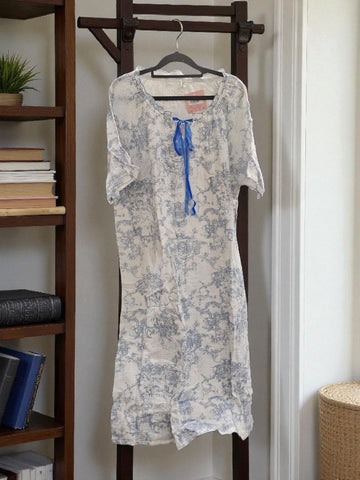 May Twenty - Printed Cotton Nightie - French Toile - Blue