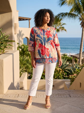 Orientique - Cotton Pleated Top - Cavailon