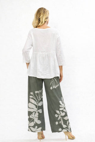 La Strada - 100%Tencel Pants - Khaki/Beige