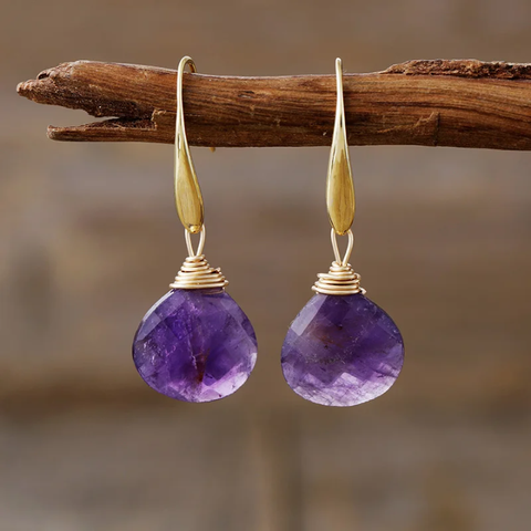 MCLuxe - Faceted Natural Stone Drop Earrings