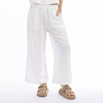 Escape by OQ - Linen Wide Leg - White