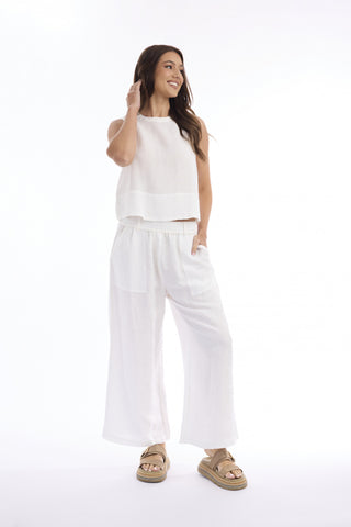 Escape by OQ - Linen Wide Leg - White