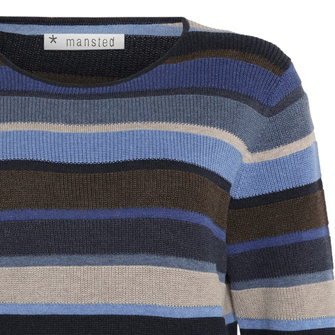Mansted - Mathilde Eco Stripe Crew Neck Jumper - Navy