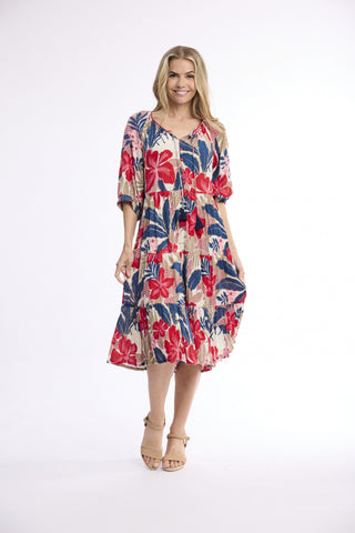 Orientique - Tiered Puff Sleeves Dress - Cavailon