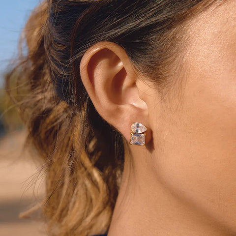 MCLuxe - Élodie 18K Gold Plated Toi et Moi CZ Stud Earrings – Waterproof