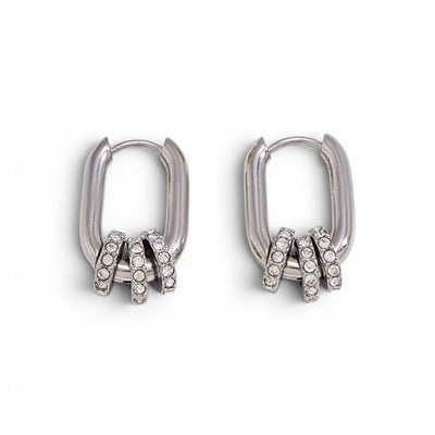 MCLuxe - Solène White Tone Convertible Crystal Huggie Earrings