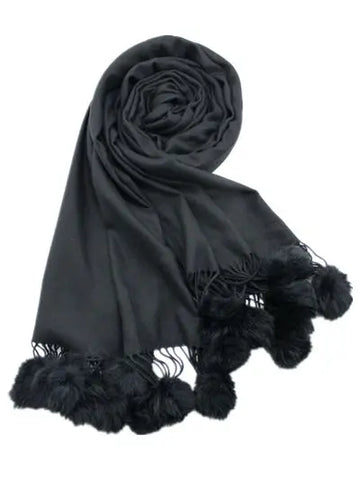 Zura - Cashmere Scarf with Pom Pom - Assorted