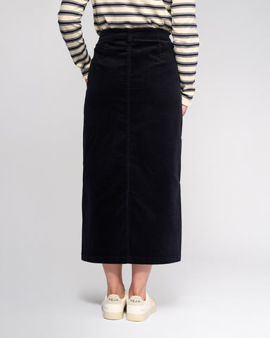 Vassalli - Lane Midi Length Cord Skirt - Midnight