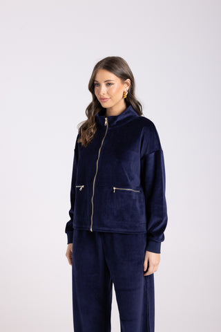 Two T's - Velour Jacket - French Navy