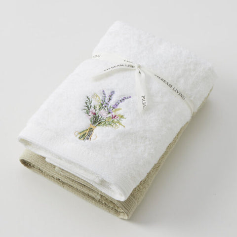Pilbeam Living - Floral Garden Hand Towel Set of 2 (1 Plain)