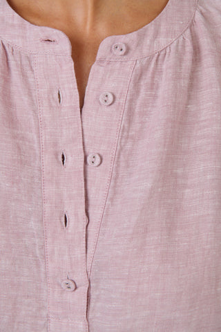 Naturals by O&J - Linen Half Button Boxy Top - Radish