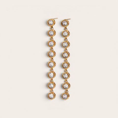 MCLuxe - Aura 18K GP Crystal Drop Earrings – Waterproof