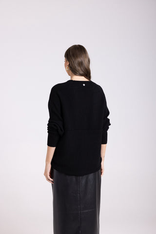 Two T's - Crossover Knit Jumper - Black