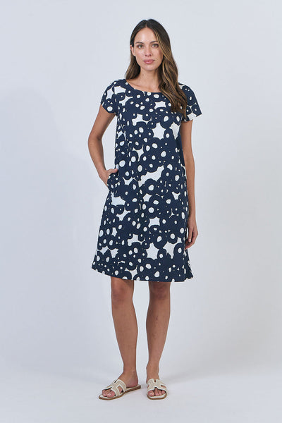 Naturals by O&J - Cotton Cap Sleeve Dress-Ink Barnacles