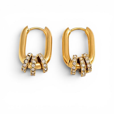 MCLuxe - Solène 14k Gold Vermeil Convertible Crystal Huggie Earrings