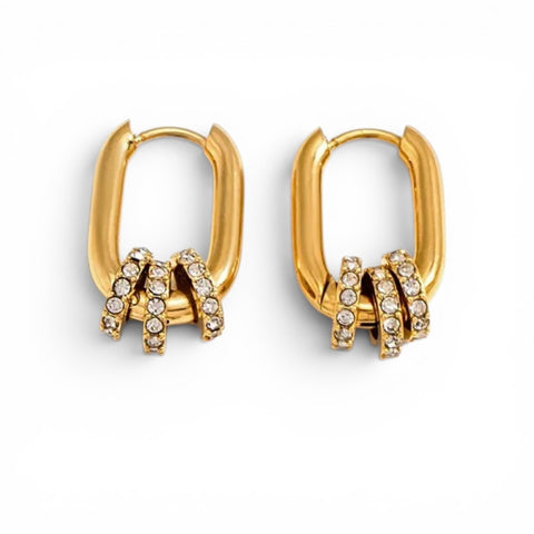 MCLuxe - Solène 14k Gold Vermeil Convertible Crystal Huggie Earrings