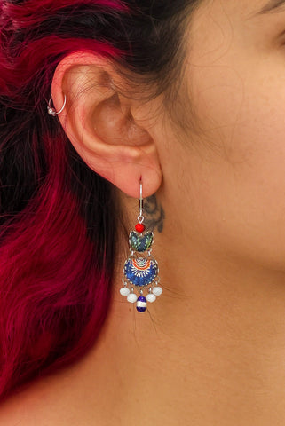 Ayala Bar - R24176 Blue Domes Set - Blue Hanging Earrings - Hera