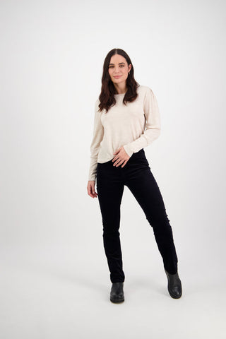 Vassalli - Slim Leg Full Length Pinwale Cord Pull On - Midnight