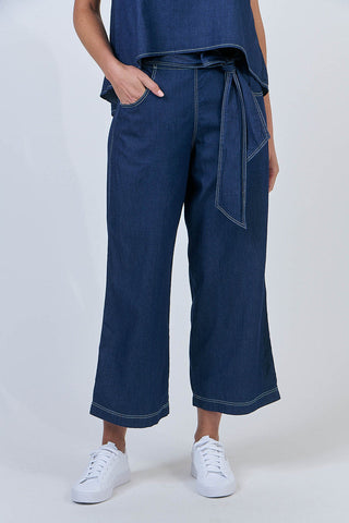 Naturals by O&J - Cotton Wide Leg Long Pants - Chambray