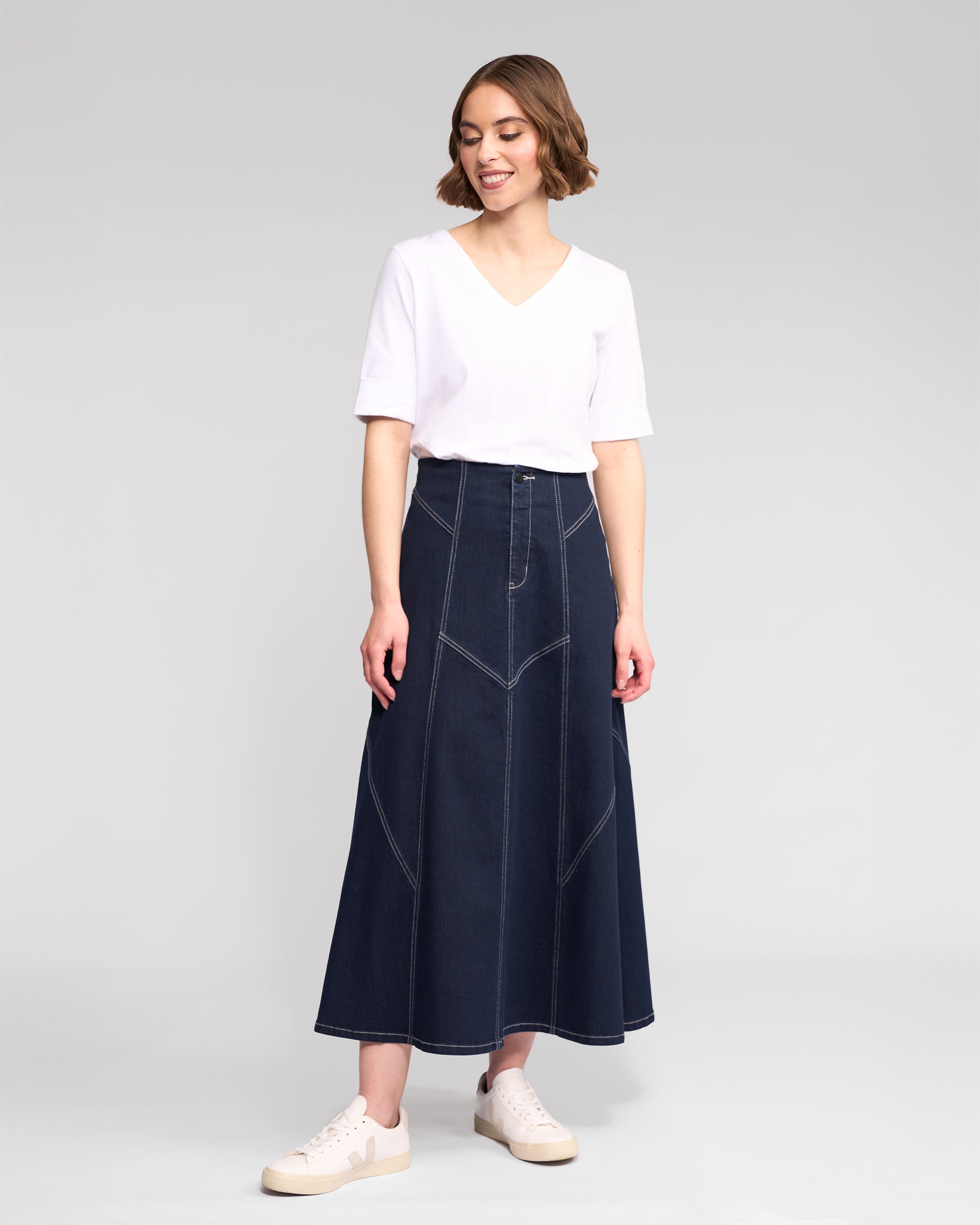 Vassalli - Akari Midi Length Skirt - Ink Denim