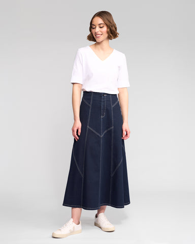 Vassalli - Akari Midi Length Skirt - Ink Denim