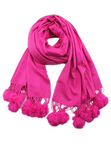 Zura - Cashmere Scarf with Pom Pom - Assorted