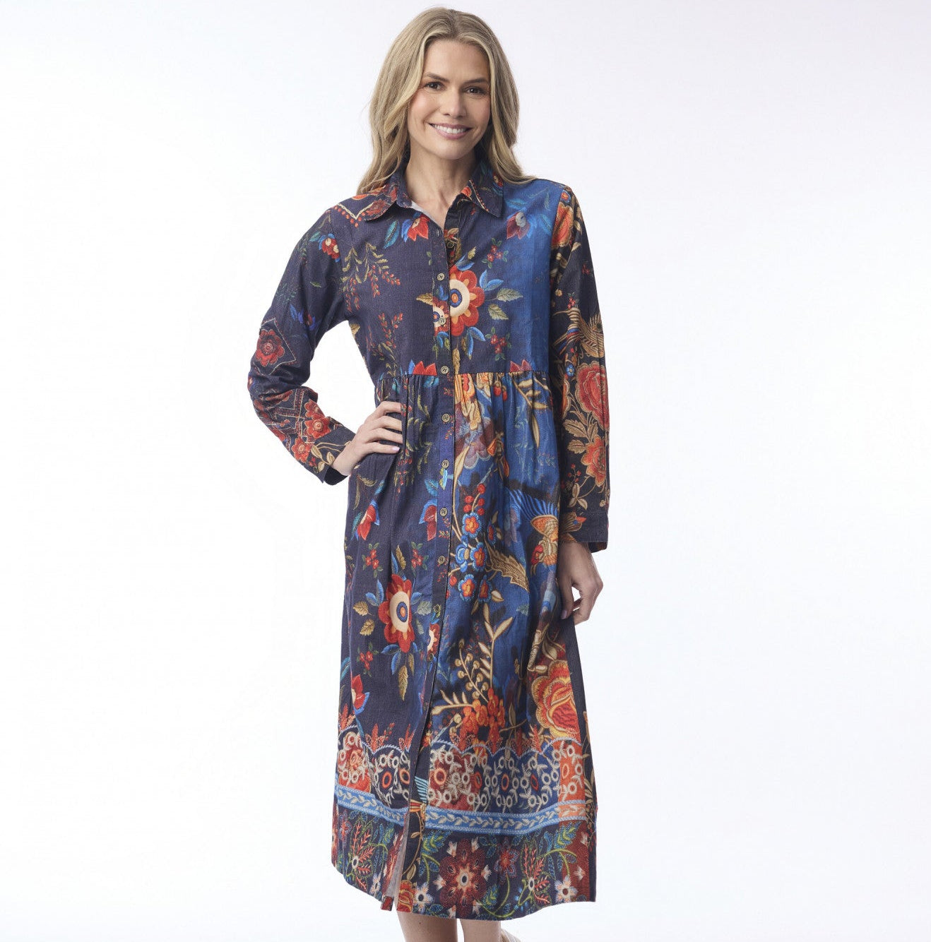 Orientique - Button Thru Dress - Embroidery