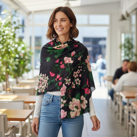 AUTN -  Floral Scarf - Black - SC310133-01