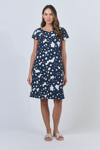 Naturals by O&J - Cotton Cap Sleeve Dress-Ink Barnacles