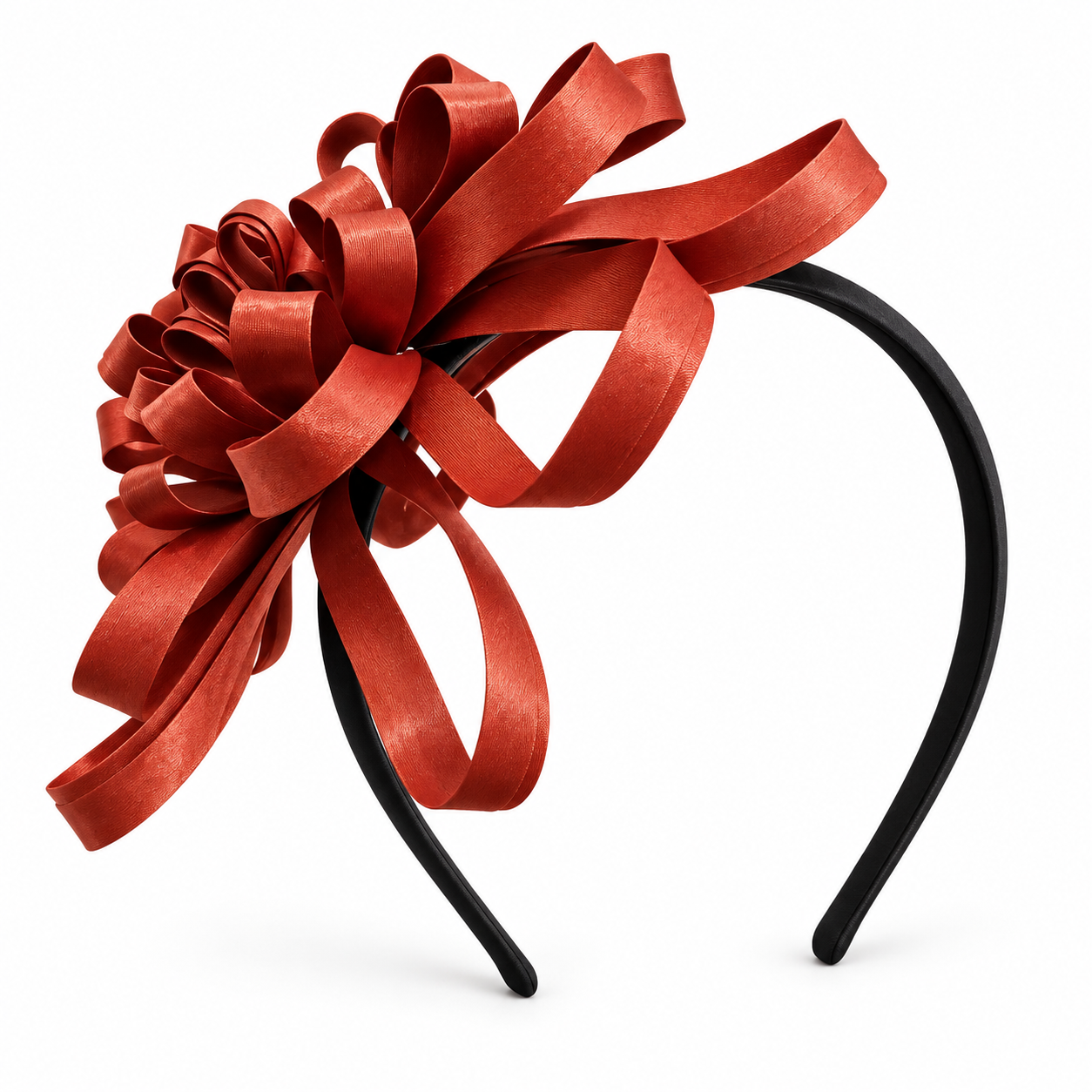 Melange - Satin Swirl Fascinator Headband – Rust