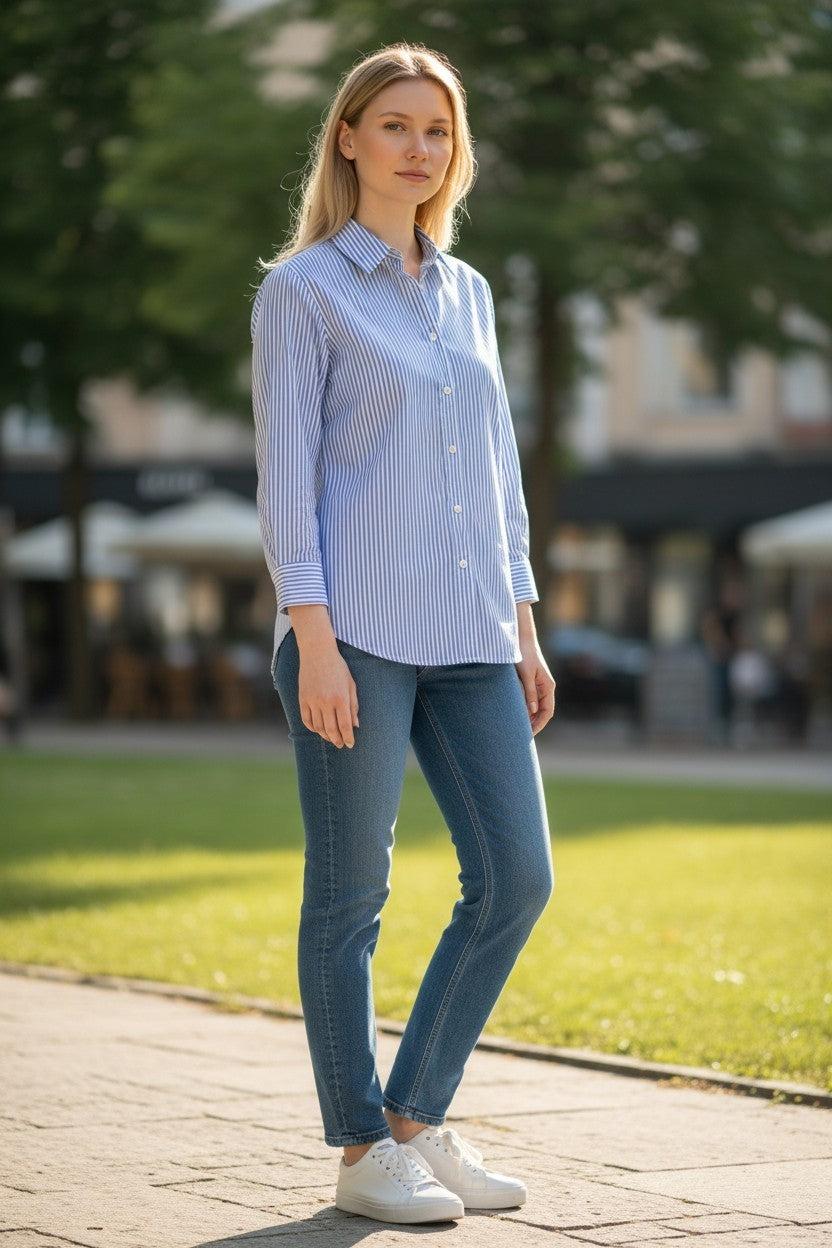 Two T's - Stripe Shirt - Blue/White