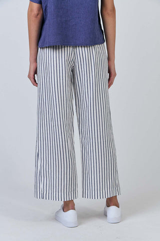 Naturals by O&J - Wide Leg Linen Pant-Blueberry Stripe