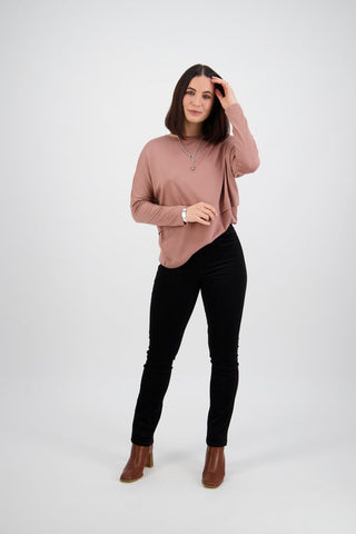 Vassalli - Slim Leg Full Length Pinwale Cord Pull On - Black