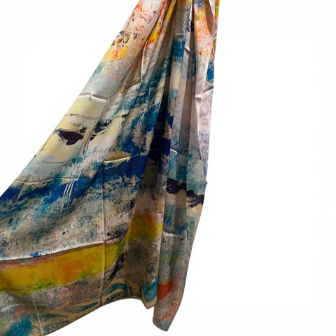 Melange - Wool and Silk Blend Luxury Scarf-Abstract Coastal