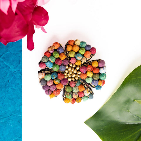WorldFinds - Kantha Floral Mosaic Pin