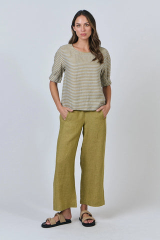 Naturals by O&J - Linen Boat Neck Top - Reed