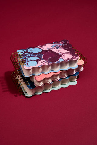 Designworks - Mix Credit Wavy Notepad - Cherry Peach Marbling