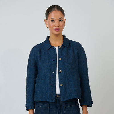 Naturals by O&J - Boxy Linen Jacket - Eclipse