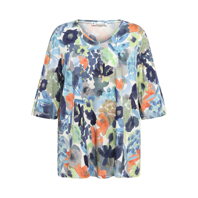 Mansted - Galina Organic Cotton Swing T Shirt - Blue
