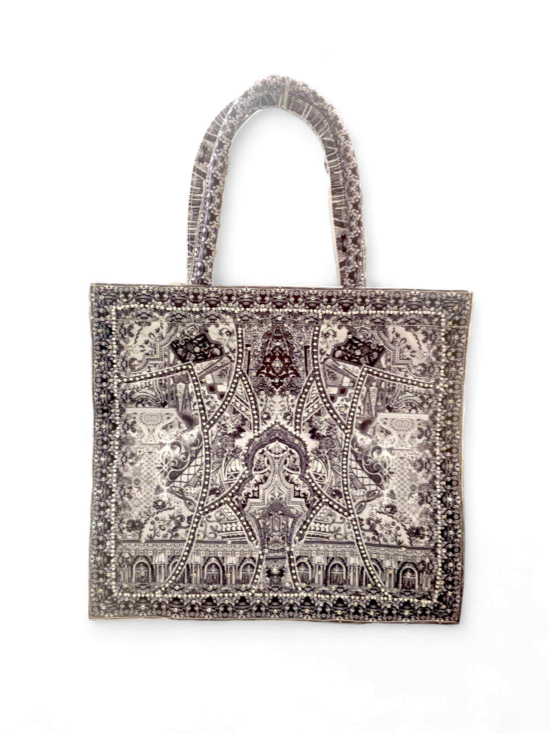 Fashion Specturm - Large Embllished Tote - Blk/Wht