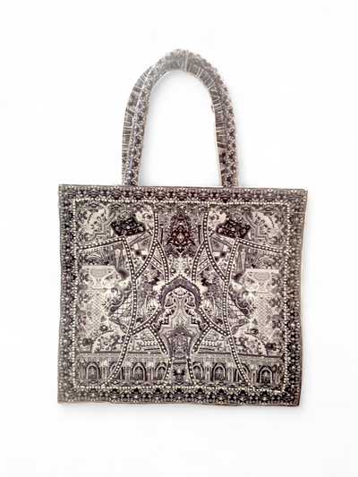 Fashion Specturm - Large Embllished Tote - Blk/Wht